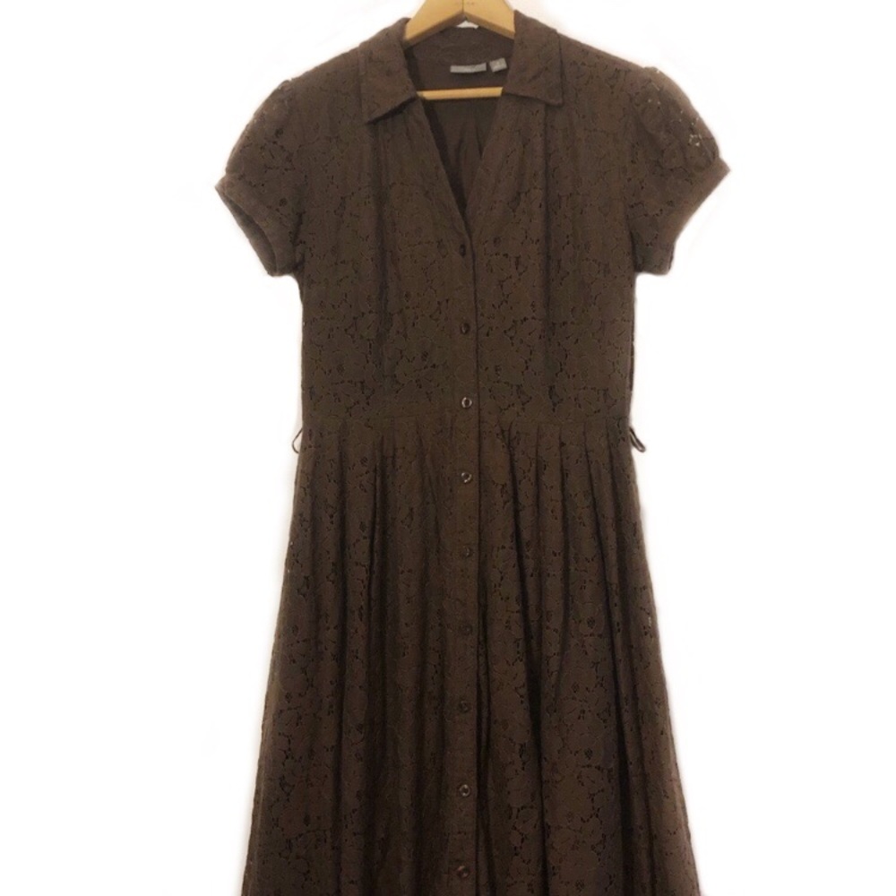 Apt. 9 Floral Lace Button-up Midi Dress Brown